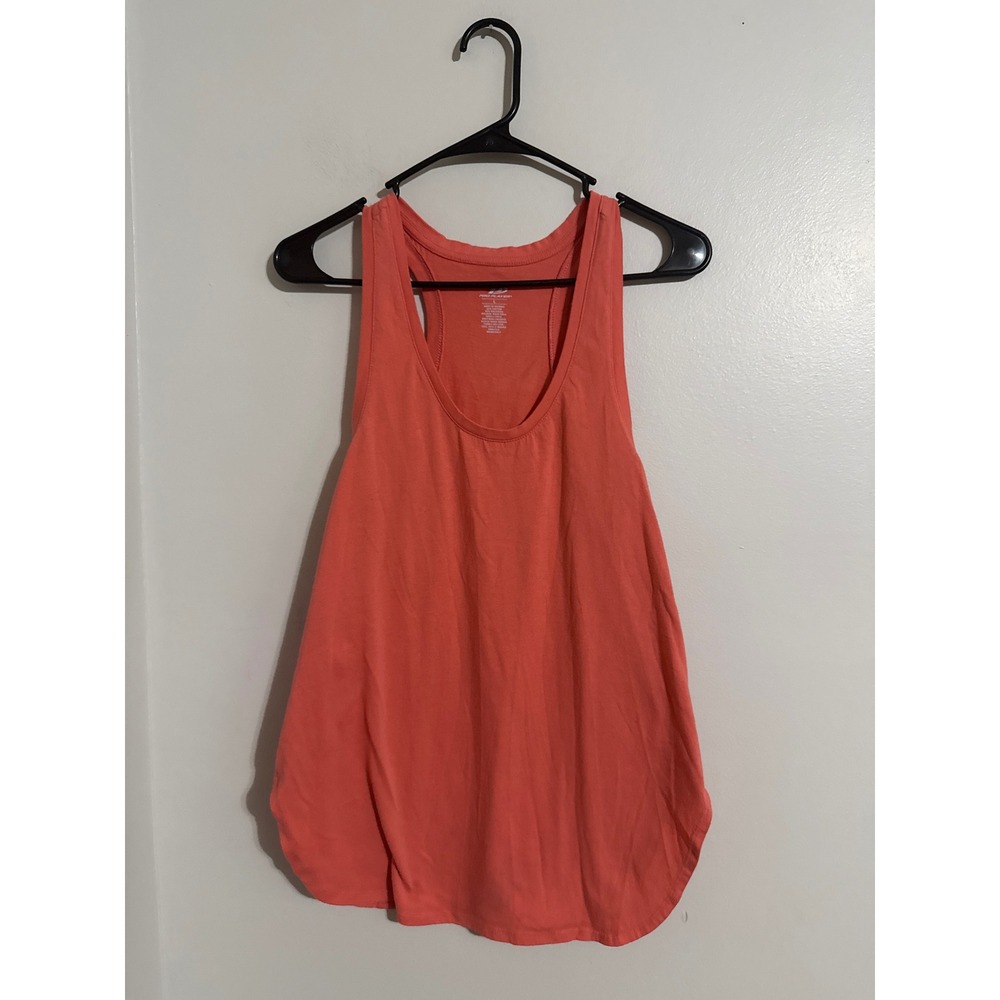 Pro Player Womens Coral Orange Racerback Tank Top Scoop Neck High Low Hem Large